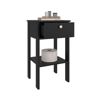 Newcastle Nightstand With One Drawer And Open Shelf, Modern Bedside Table