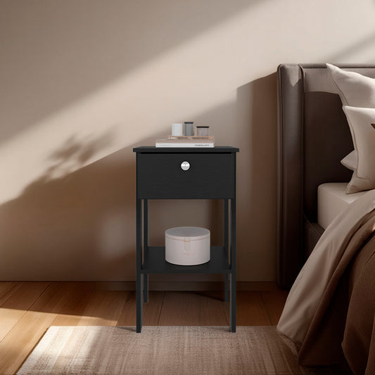 Newcastle Nightstand With One Drawer And Open Shelf, Modern Bedside Table