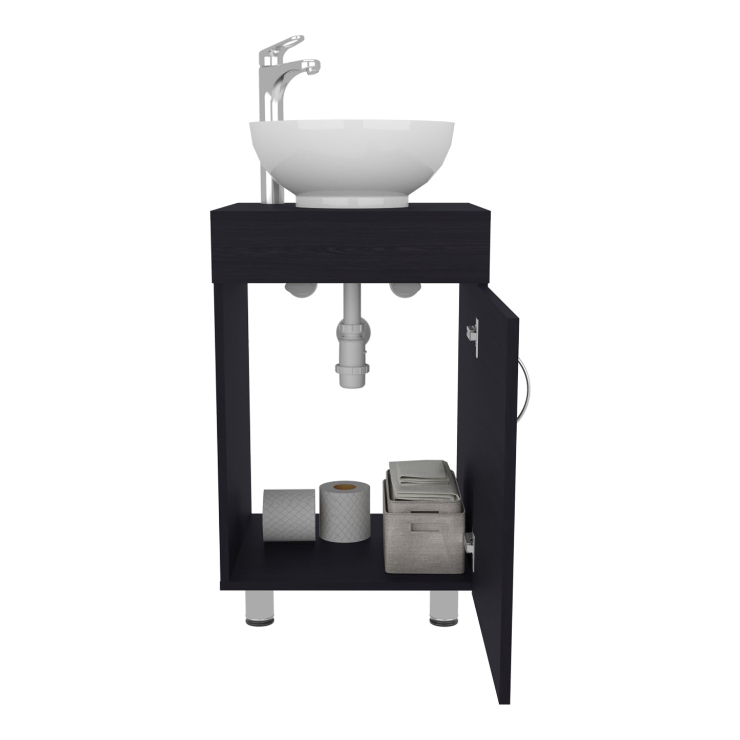 Tacna 18" Wide Free Standing One Door Vanity, With Vessel Porcelain Sink, Bathroom Storage