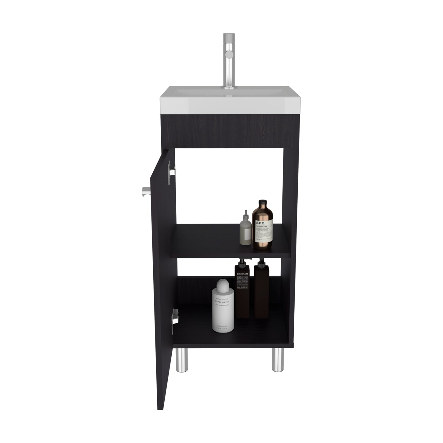 Rivera Freestanding Bathroom Vanity With One Door, Two Shelves, Sink Base Cabinet