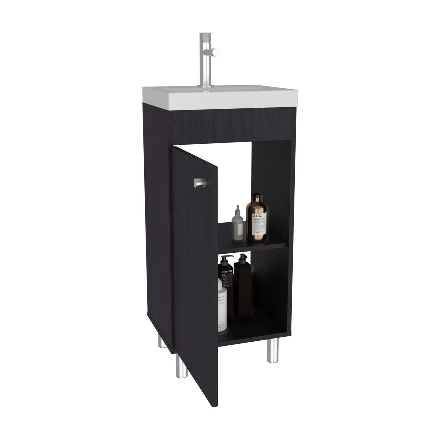 Rivera Freestanding Bathroom Vanity With One Door, Two Shelves, Sink Base Cabinet