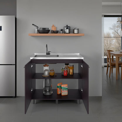 Napoles Utility Sink Complete with Faucet Included, Freestanding Base with Legs, Laundry Tub with Deep Stainless Steel Basin, Modern Multi-Purpose Sink for Kitchen, Laundry or Utility Room