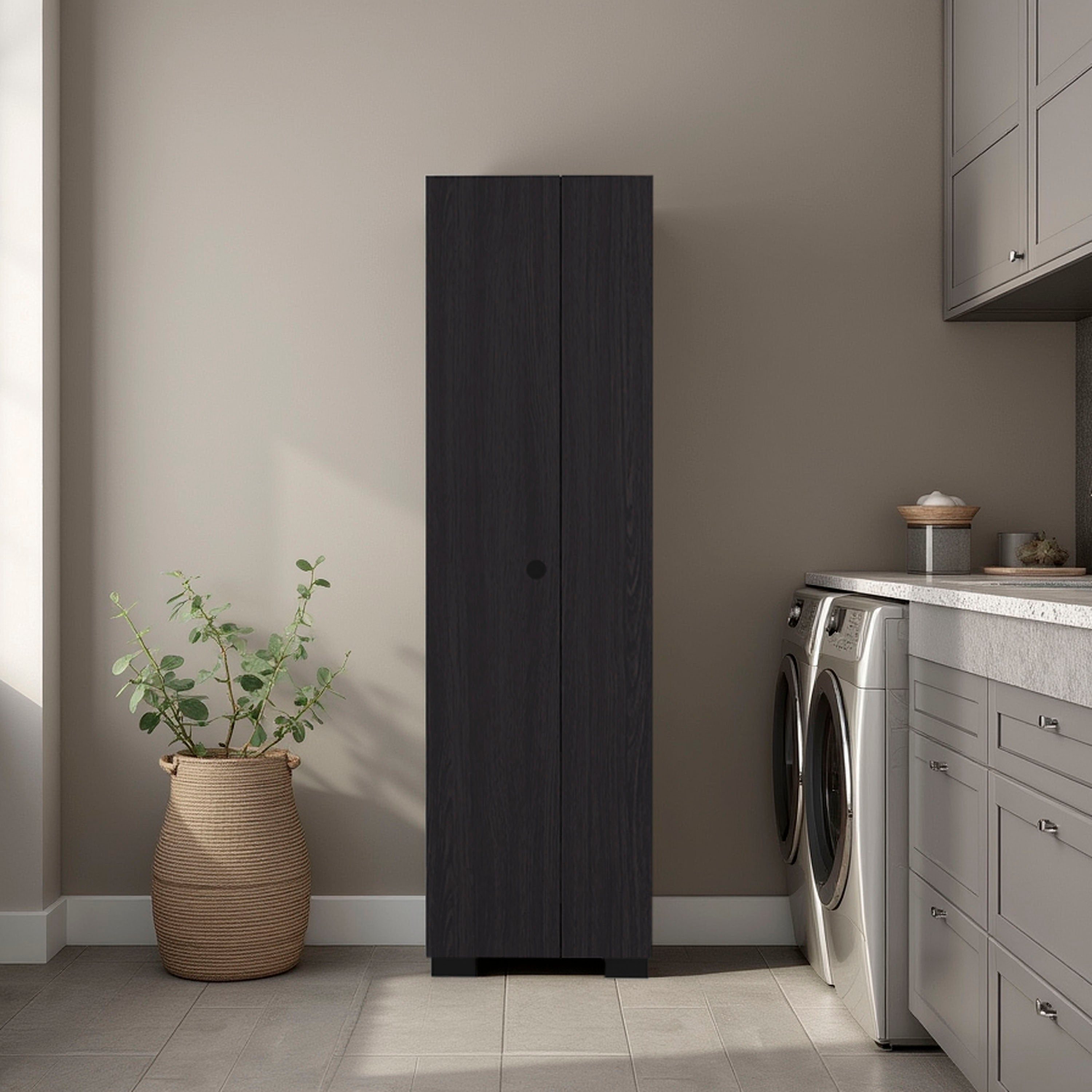 mope cabinet slim モペシリーズ スリムキャビネット 蛇腹式 TUHOME Lake Broom Cabinet with Slim Design, Inner Adjustable