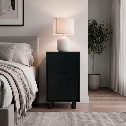 Secret Compact Nightstand with One Standard Drawer, Hidden Side Drawer and Storage Cabinet
