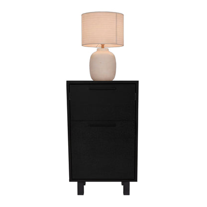 Secret Compact Nightstand with One Standard Drawer, Hidden Side Drawer and Storage Cabinet