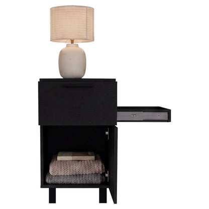 Secret Compact Nightstand with One Standard Drawer, Hidden Side Drawer and Storage Cabinet
