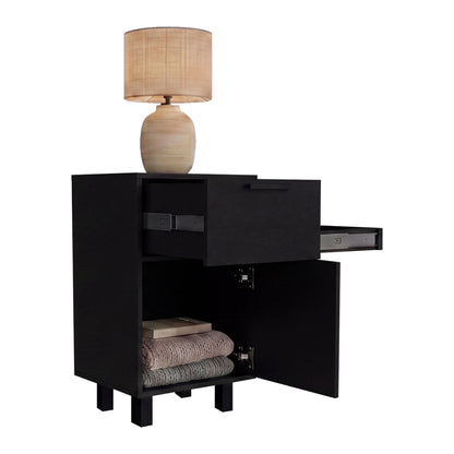 Secret Compact Nightstand with One Standard Drawer, Hidden Side Drawer and Storage Cabinet