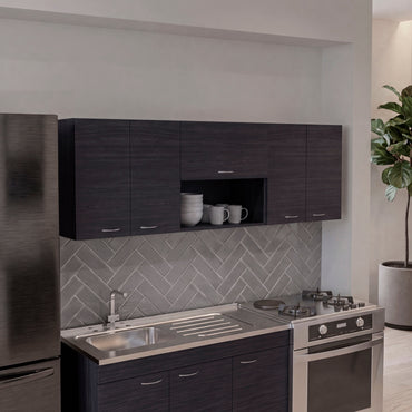 Ely Wall-Mounted Kitchen 5-Door Cabinet with Interior Storag - Wengue
