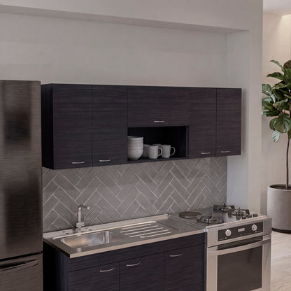 Ely Wall-Mounted Kitchen 5-Door Cabinet with Interior Storag - Wengue