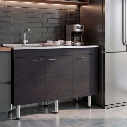 Oceana Base Utility Sink with Stainless Steel Sink and 3-Doo - Wengue