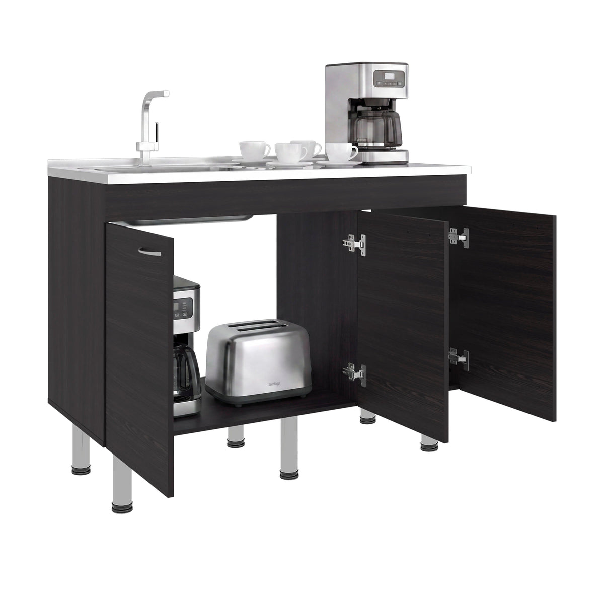 Oceana Base Utility Sink with Stainless Steel Sink and 3-Doo - Wengue