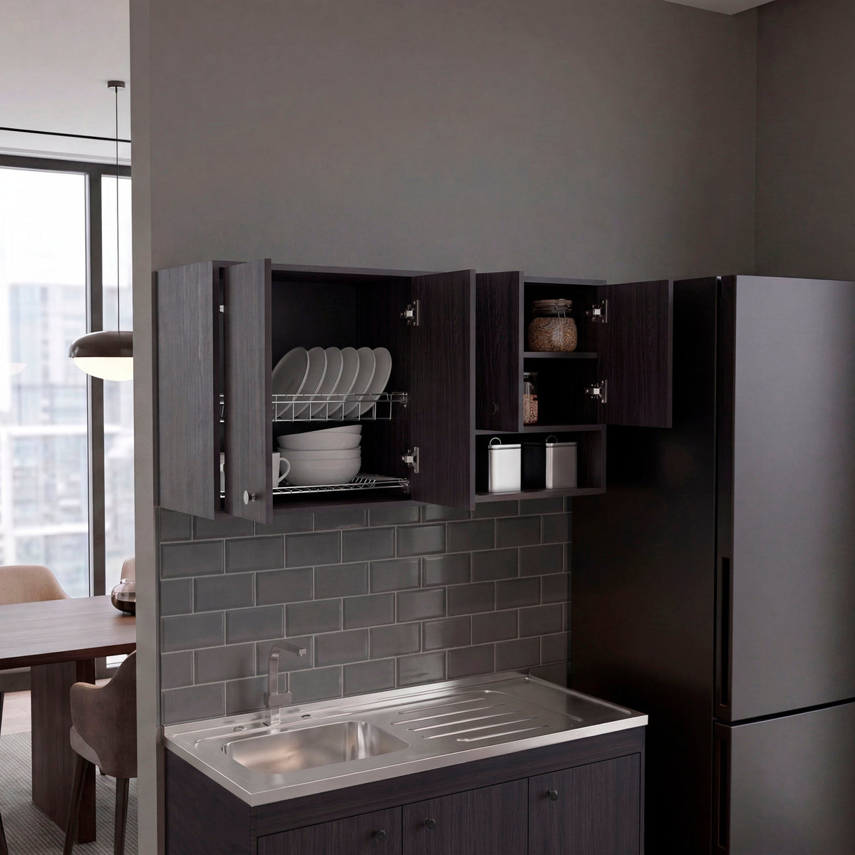 Napoleon Wall-Mounted Kitchen Cabinet with 4 Door Closed Sto - Wengue