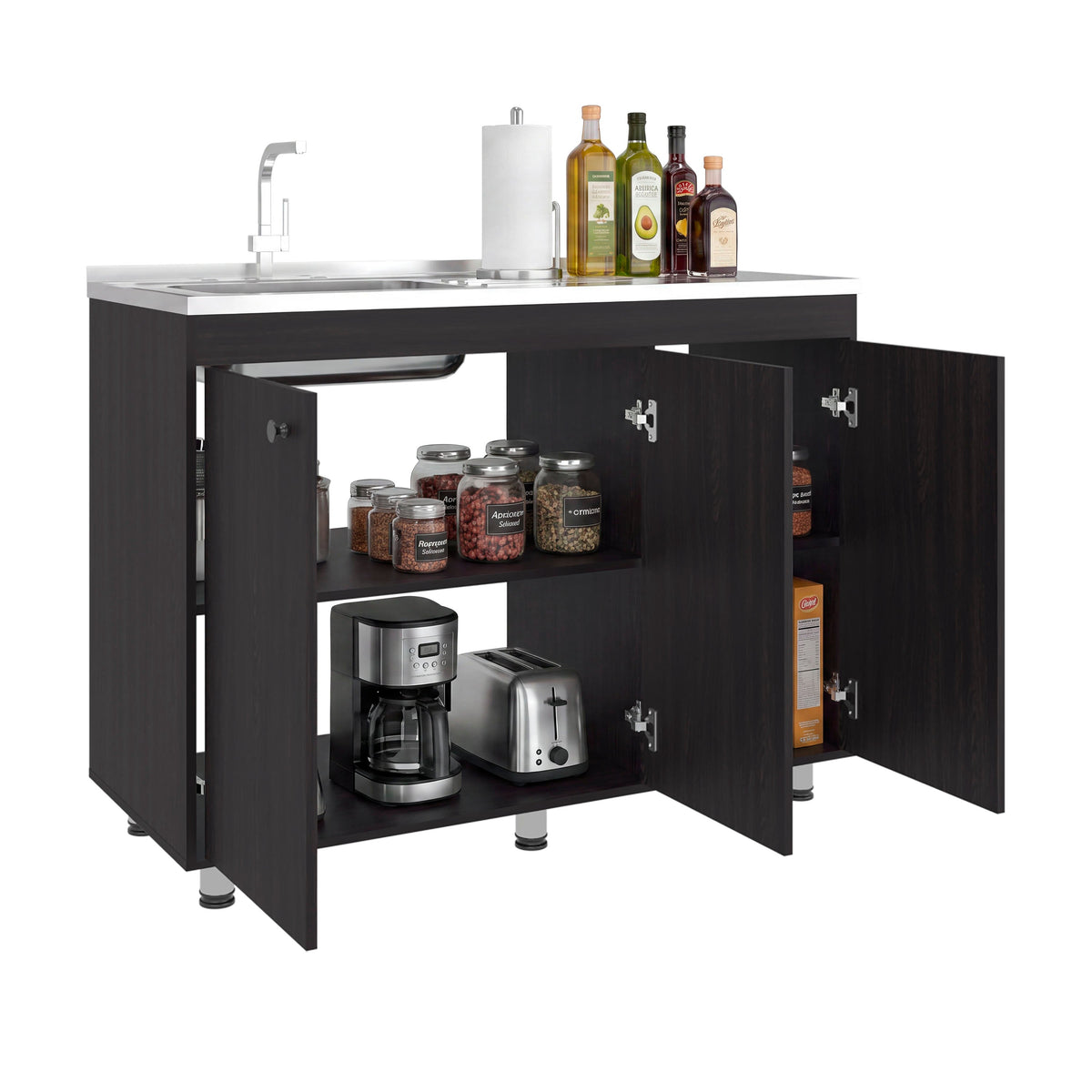 Napoleon Base Utility Sink Cabinet with Stainless Steel Coun - Wengue