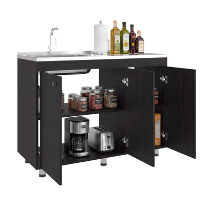 Napoleon Base Utility Sink Cabinet with Stainless Steel Coun - Wengue
