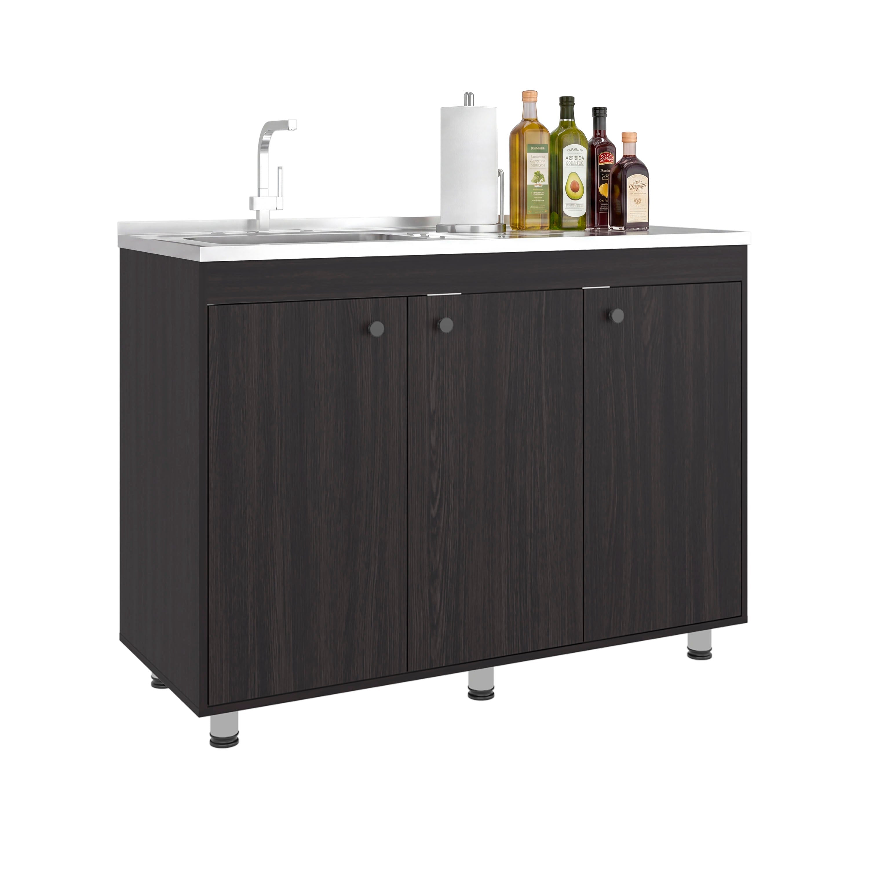 Napoleon Base Utility Sink Cabinet with Stainless Steel Coun - Wengue