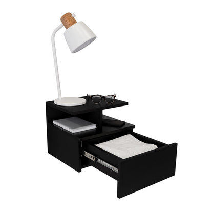 Adele Floating Nightstand, With One Drawer And Two Small Below Shelves For Storage or Decor
