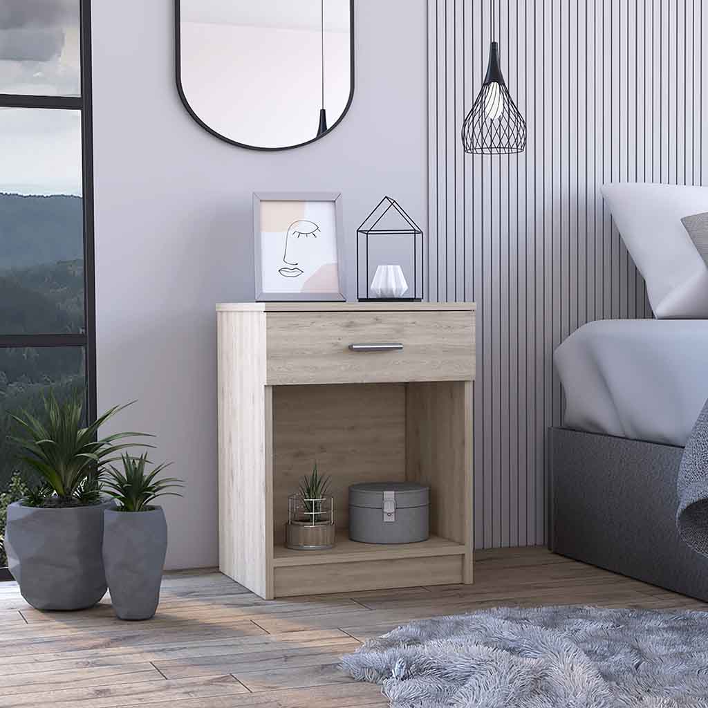 Eco Nightstand, Superior Top,  Single Drawer, Lower Shelf