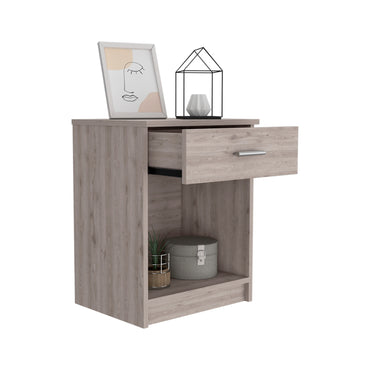 Eco Nightstand with Spacious Superior Top, Open Storage Shelf, Smooth-Glide Drawer and Modern Space-Saving Bedside Design for Organizing Essentials, Books and Daily Items in a Practical and Elegant Bedroom Layout