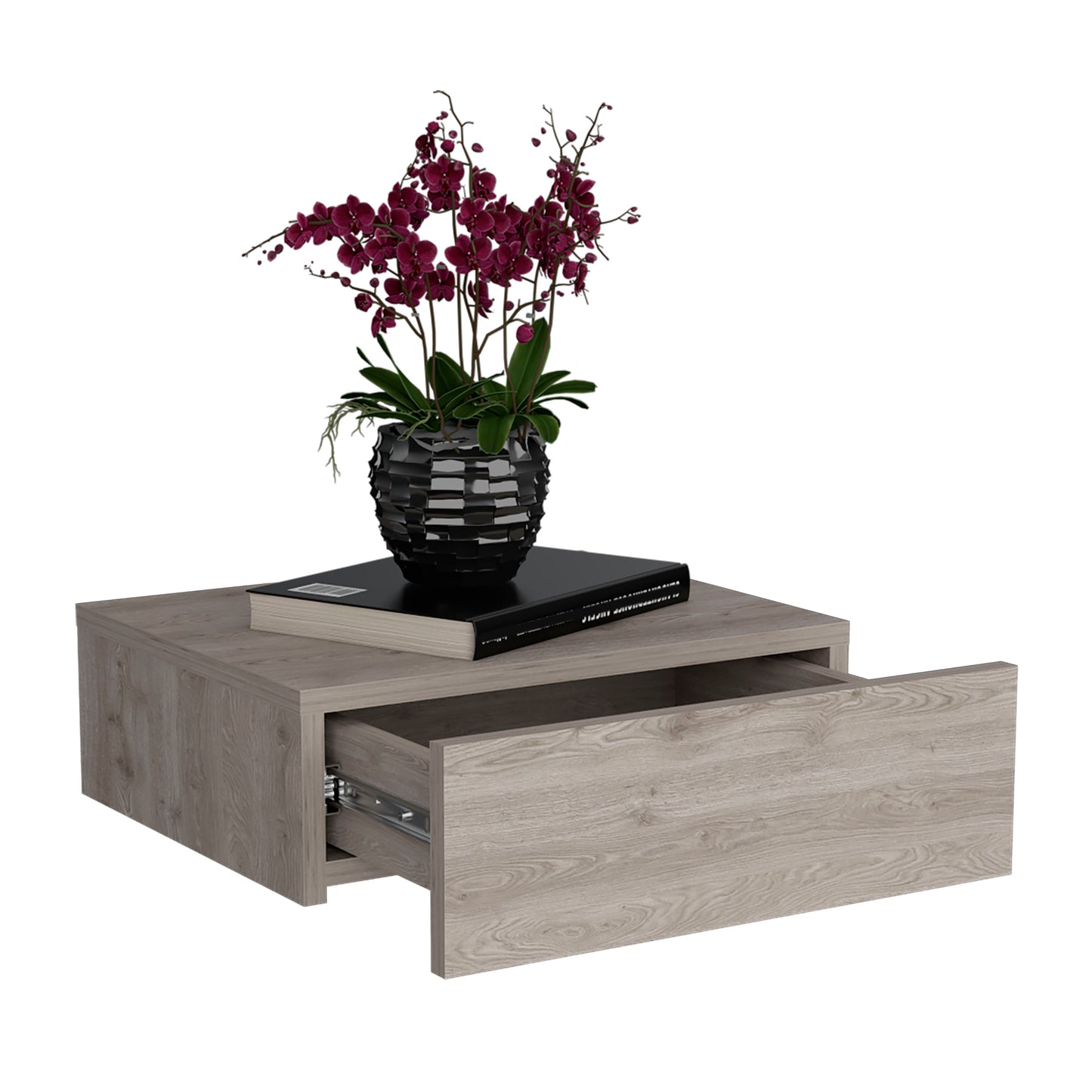 TUHOME Milano Floating Nightstand with Wall-Mounted Design, Spacious Storage Drawer and Upper Display Surface Offering Minimalist Space-Saving Organization and Durable Engineered Wood Construction for Modern Bedroom Interiors