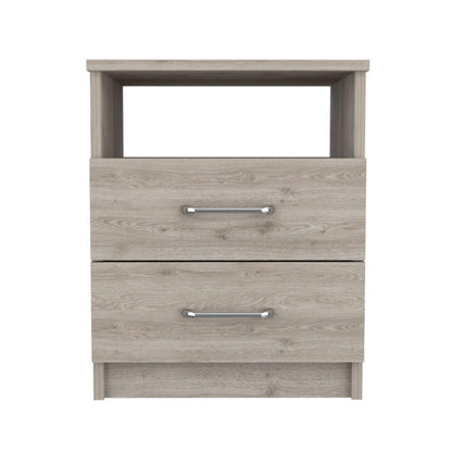 Napoles Nightstand, Superior Top, Two Drawers, One Shelf