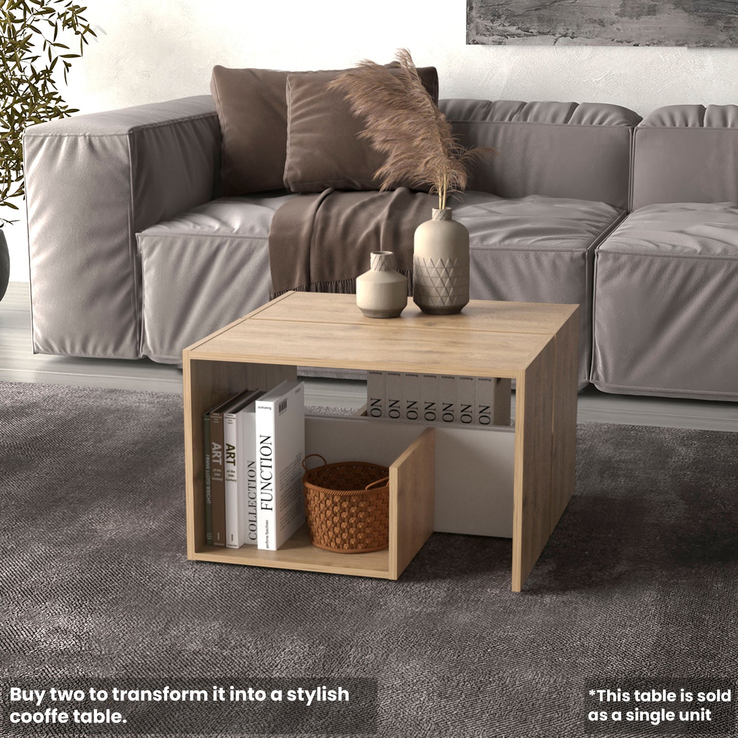 TUHOME Everet 25-Inch High Three-Tier Side Table with Tray-Style Top and Dual Lower Shelves, Compact End Table for Living Room, Sofa Side Storage, Modern Small-Space Organizer for Coffee, Décor and Everyday Essentials