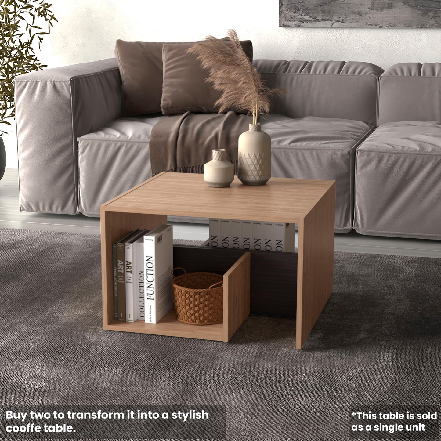 TUHOME Everet 25-Inch High Three-Tier Side Table with Tray-Style Top and Dual Lower Shelves, Compact End Table for Living Room, Sofa Side Storage, Modern Small-Space Organizer for Coffee, Décor and Everyday Essentials