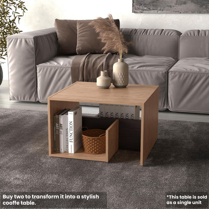 TUHOME Everet 25-Inch High Three-Tier Side Table with Tray-Style Top and Dual Lower Shelves, Compact End Table for Living Room, Sofa Side Storage, Modern Small-Space Organizer for Coffee, Décor and Everyday Essentials