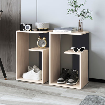 TUHOME Everet 25-Inch High Three-Tier Side Table with Tray-Style Top and Dual Lower Shelves, Compact End Table for Living Room, Sofa Side Storage, Modern Small-Space Organizer for Coffee, Décor and Everyday Essentials