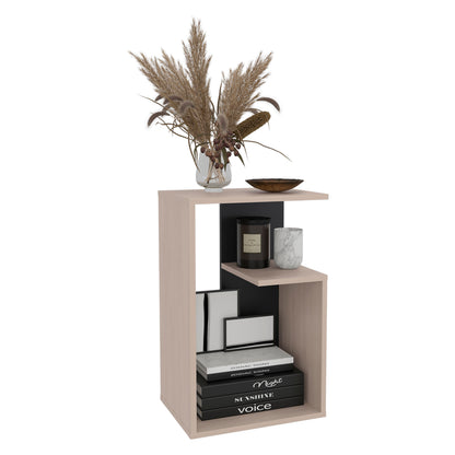 TUHOME Everet 25-Inch High Three-Tier Side Table with Tray-Style Top and Dual Lower Shelves, Compact End Table for Living Room, Sofa Side Storage, Modern Small-Space Organizer for Coffee, Décor and Everyday Essentials