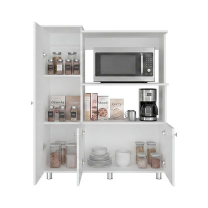 Lilo Kitchen Pantry Storage Cabinet with Microwave Shelf and 2 Hutch Cabinet with Enclosed Storage
