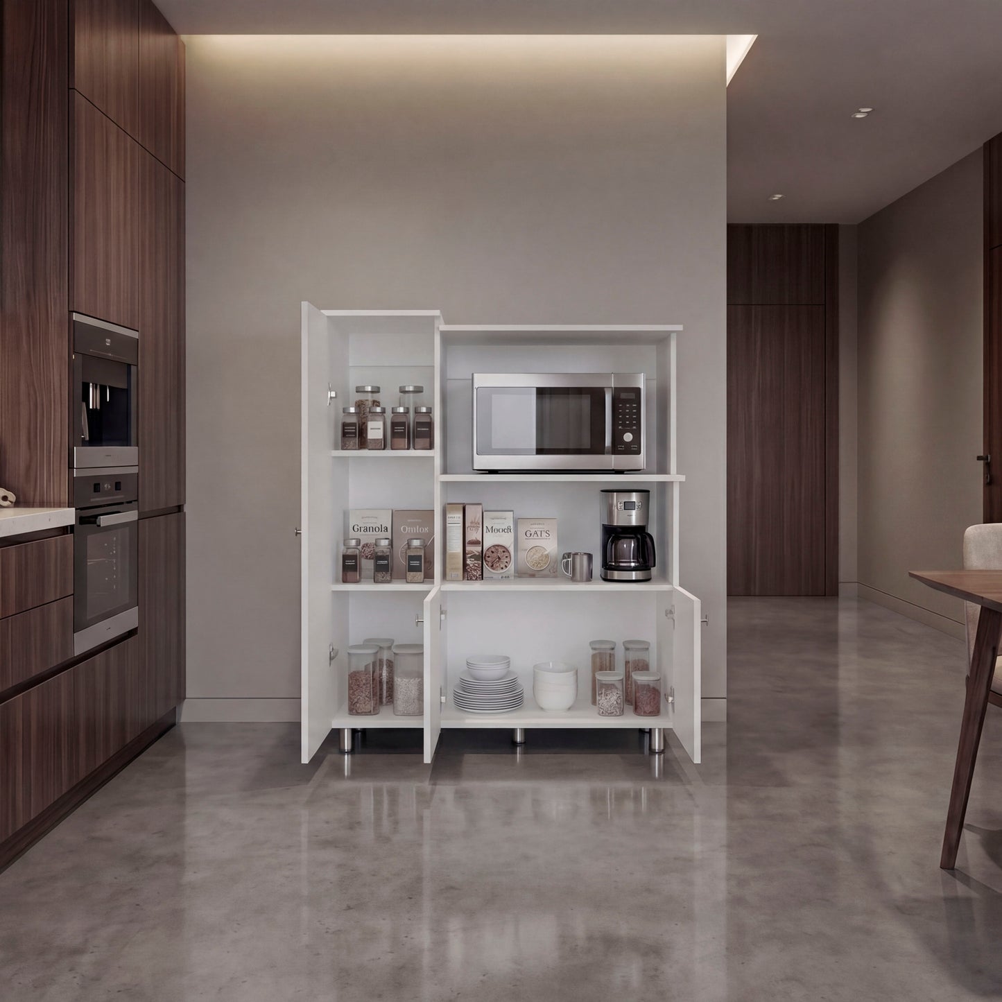 Lilo Kitchen Pantry Storage Cabinet with Microwave Shelf and 2 Hutch Cabinet with Enclosed Storage