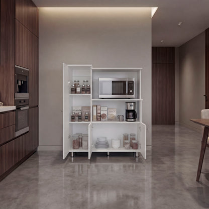 Lilo Kitchen Pantry Storage Cabinet with Microwave Shelf and 2 Hutch Cabinet with Enclosed Storage