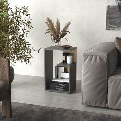 TUHOME Everet 25-Inch High Three-Tier Side Table with Tray-Style Top and Dual Lower Shelves, Compact End Table for Living Room, Sofa Side Storage, Modern Small-Space Organizer for Coffee, Décor and Everyday Essentials