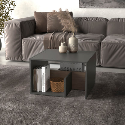 TUHOME Everet 25-Inch High Three-Tier Side Table with Tray-Style Top and Dual Lower Shelves, Compact End Table for Living Room, Sofa Side Storage, Modern Small-Space Organizer for Coffee, Décor and Everyday Essentials