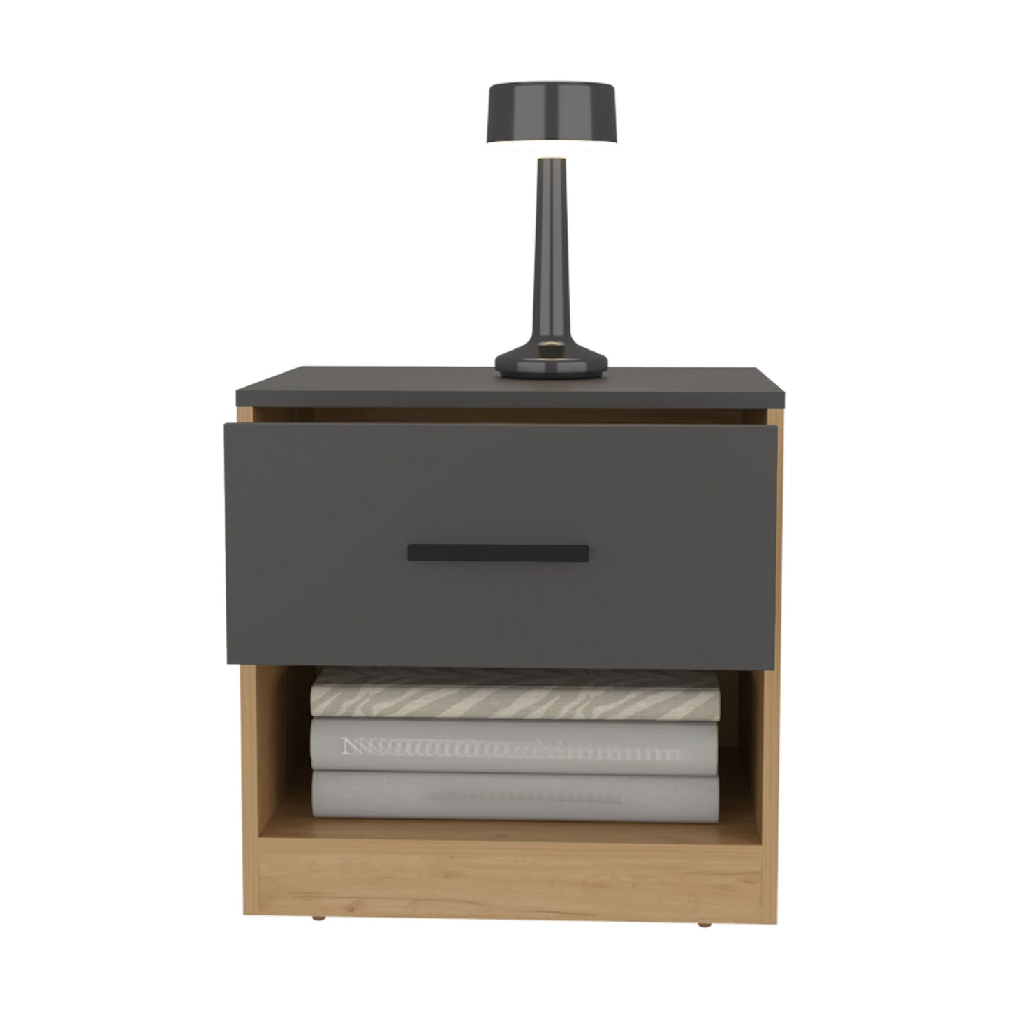Alder 19.7" High One Drawer Nightstand Side Table End Table With Open Shelf For Bedroom, Home Office, Living Room