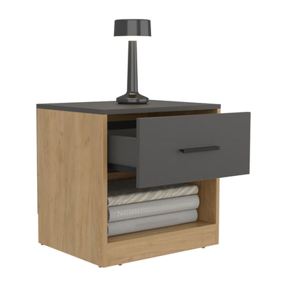 Alder 19.7" High One Drawer Nightstand Side Table End Table With Open Shelf For Bedroom, Home Office, Living Room