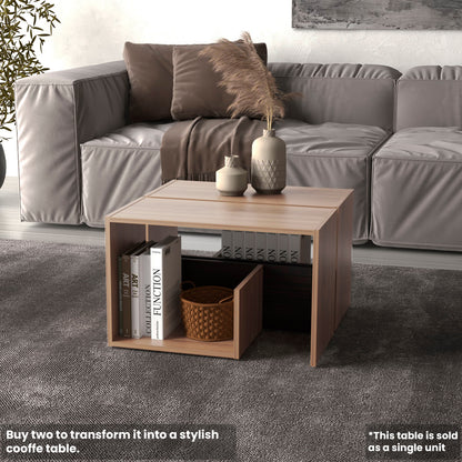 TUHOME Everet 25-Inch High Three-Tier Side Table with Tray-Style Top and Dual Lower Shelves, Compact End Table for Living Room, Sofa Side Storage, Modern Small-Space Organizer for Coffee, Décor and Everyday Essentials