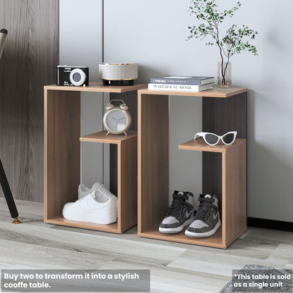 TUHOME Everet 25-Inch High Three-Tier Side Table with Tray-Style Top and Dual Lower Shelves, Compact End Table for Living Room, Sofa Side Storage, Modern Small-Space Organizer for Coffee, Décor and Everyday Essentials