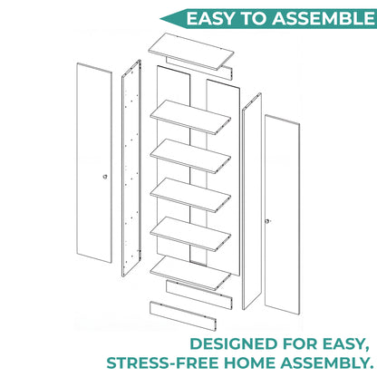 Tuhome Lambardi Tall Multistorage Cabinet with Double Door Design, Five Deep Interior Shelves, Freestanding Vertical Storage Solution for Kitchens, Laundry Rooms, Bedrooms or Utility Areas to Maximize Home Organization