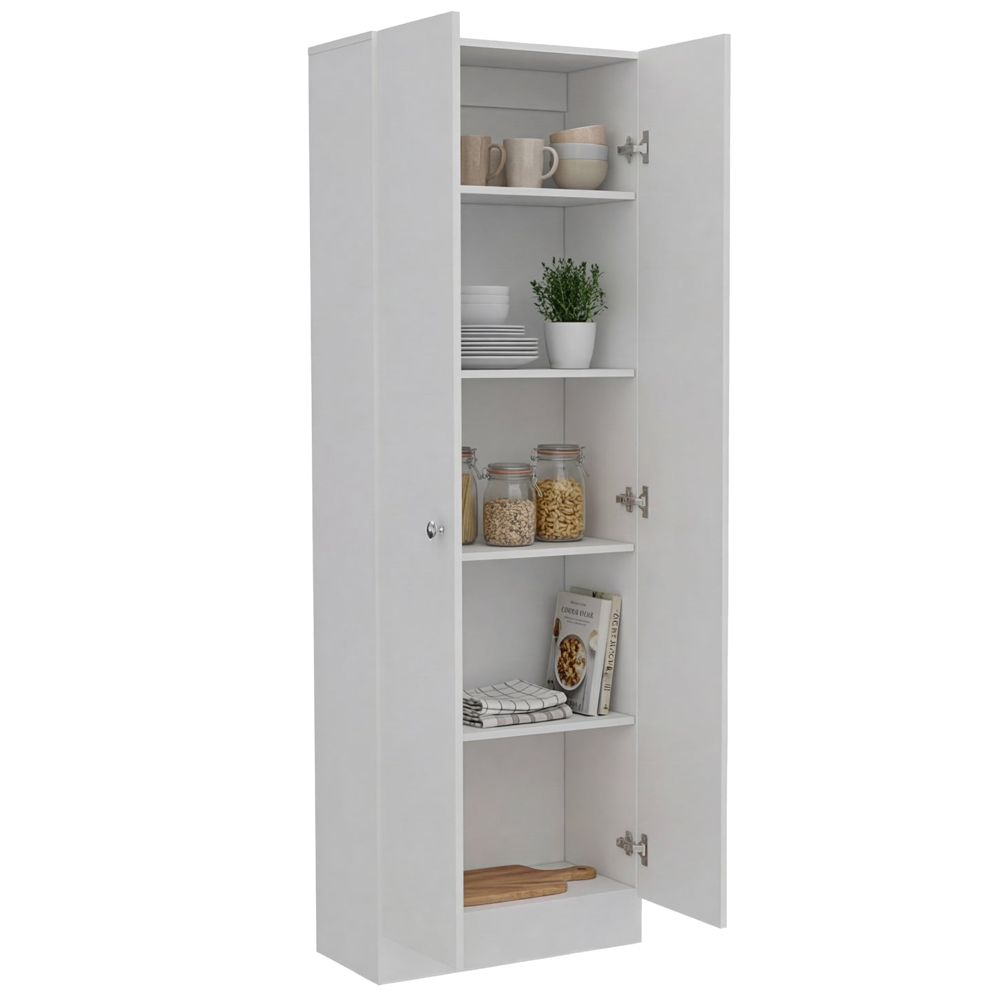 Tuhome Lambardi Tall Multistorage Cabinet with Double Door Design, Five Deep Interior Shelves, Freestanding Vertical Storage Solution for Kitchens, Laundry Rooms, Bedrooms or Utility Areas to Maximize Home Organization