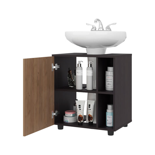 Pascuale Two Side Shelves Under Sink Cabinet with One Door, Cut-Out Back, Compact 22” Freestanding Bathroom Storage, Minimalist Design for Small Spaces, Ideal for Guest Bathrooms or Powder Rooms