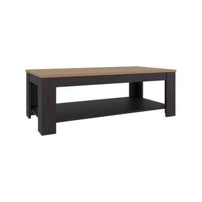 Cecil Coffee Table with Open Storage Shelf for Decor, Modern Design for Living Room or Lounge Area