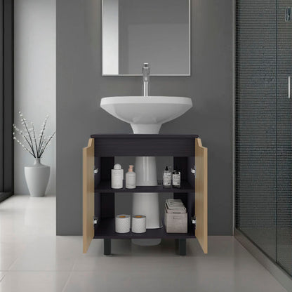 Marlo Under Sink Cabinet with Two Doors and Interior Storage Shelves, Cut-Out Back, 22” Wide Freestanding, Modern Bathroom Storage