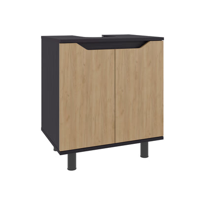 Marlo Under Sink Cabinet with Two Doors and Interior Storage Shelves, Cut-Out Back, 22” Wide Freestanding, Modern Bathroom Storage