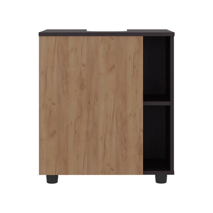 Pascuale Two Side Shelves Under Sink Cabinet with One Doors, Cut-Out Back, Compact 22” Freestanging Bathroom Storage