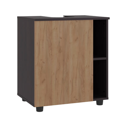 Pascuale Two Side Shelves Under Sink Cabinet with One Doors, Cut-Out Back, Compact 22” Freestanging Bathroom Storage