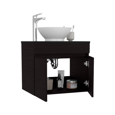 Manchester Free-Standing Bathroom Vanity Console Designed for Vessel Sink Integration Modern Style Featuring Ample Storage with Two Smooth Pull-Out Utility Drawers and One Open Display Shelf