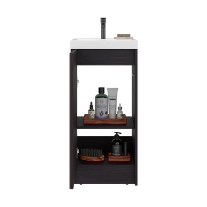 Syracuce Floorstanding Bathroom Vanity and Cabinet with Resin Sink, Compact Bathroom Storage with One Door and 2 Interior Shelves