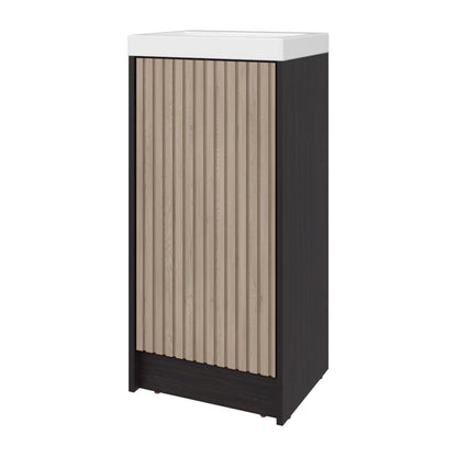 Syracuce Floorstanding Bathroom Vanity and Cabinet with Resin Sink, Compact Bathroom Storage with One Door and 2 Interior Shelves