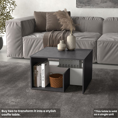 TUHOME Everet 25-Inch High Three-Tier Side Table with Tray-Style Top and Dual Lower Shelves, Compact End Table for Living Room, Sofa Side Storage, Modern Small-Space Organizer for Coffee, Décor and Everyday Essentials